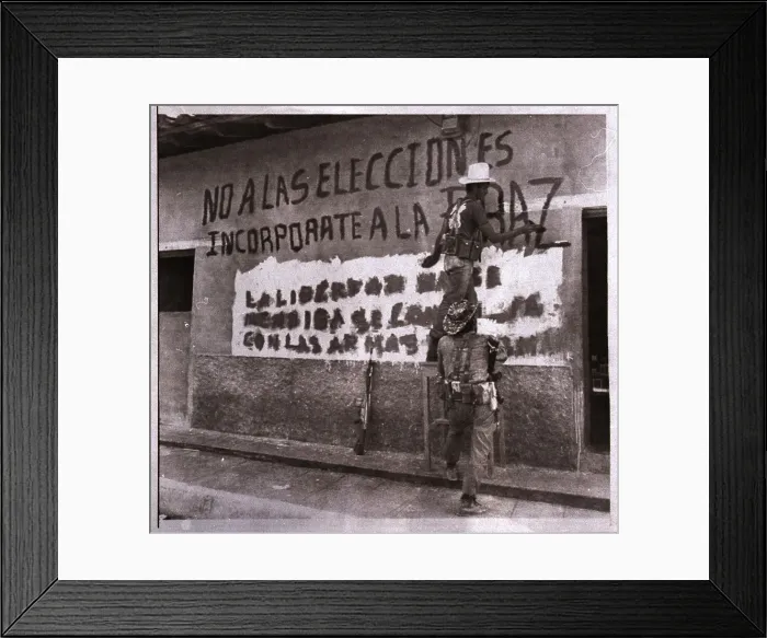 Framed Print : Guerrillas Paint Election Protest Sign Framed Print : Guerrillas Paint Election Protest Sign