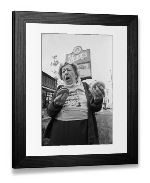 Framed Print : Clara Peller Outside a Wendy's Restaurant Framed Print : Clara Peller Outside a Wendy's Restaurant