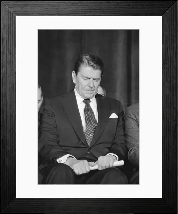 Framed Print : Ronald Reagan with Head Bowed Framed Print : Ronald Reagan with Head Bowed