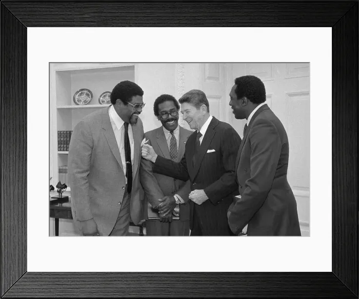 Framed Print : President Reagan Speaking with Colleagues Framed Print : President Reagan Speaking with Colleagues