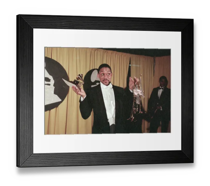 Framed Print : Wynton Marsalis Holding Trumpet And Grammy Framed Print : Wynton Marsalis Holding Trumpet And Grammy