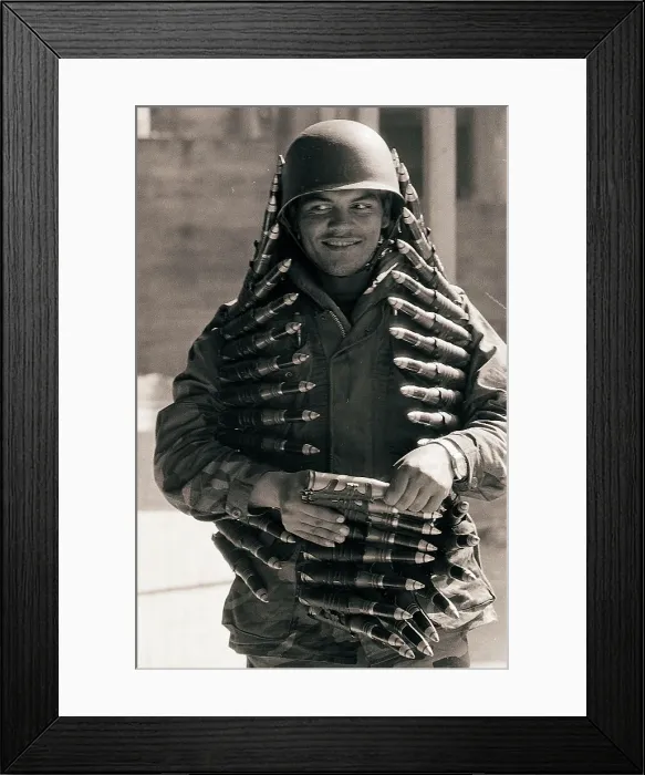 Framed Print : Soldier Draped with 23MM Cartridge Belt Framed Print : Soldier Draped with 23MM Cartridge Belt