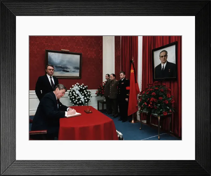 Framed Print : President Ronald Reagan at Soviet Embassy Framed Print : President Ronald Reagan at Soviet Embassy
