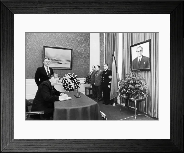Framed Print : Ronald Reagan Signing Book Framed Print : Ronald Reagan Signing Book