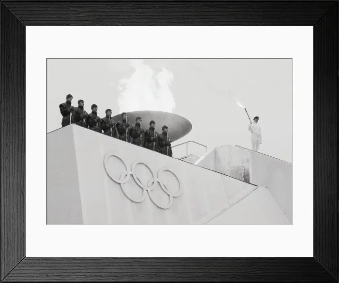 Framed Print : Yugoslav Skater Lighting Olympic Flame Framed Print : Yugoslav Skater Lighting Olympic Flame