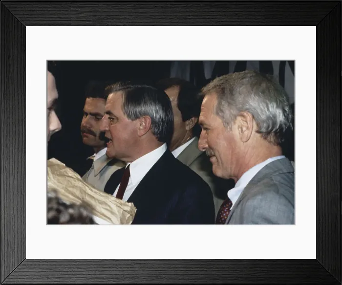 Framed Print : Actor Paul Newman with Walter Mondale at Political Event Framed Print : Actor Paul Newman with Walter Mondale at Political Event