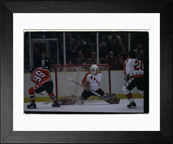 Framed Print : Goaltender Extending to Block Shot from Wayne Gretzky Framed Print : Goaltender Extending to Block Shot from Wayne Gretzky