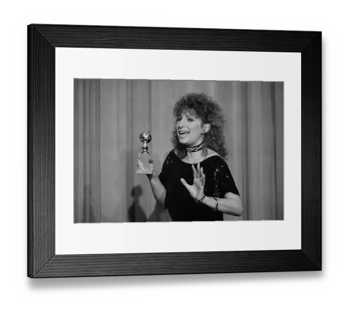 Framed Print : Barbra Streisand Holding Golden Globe Award Framed Print : Barbra Streisand Holding Golden Globe Award