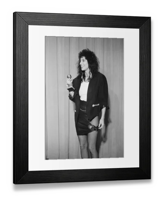 Framed Print : Cher Stands with Golden Globe Award Framed Print : Cher Stands with Golden Globe Award