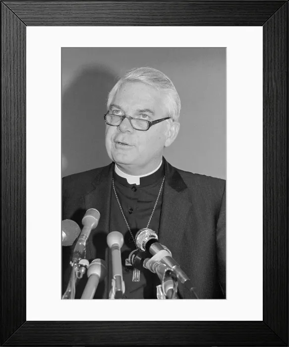 Framed Print : Bernard Francis Law Speaking at Microphones Framed Print : Bernard Francis Law Speaking at Microphones