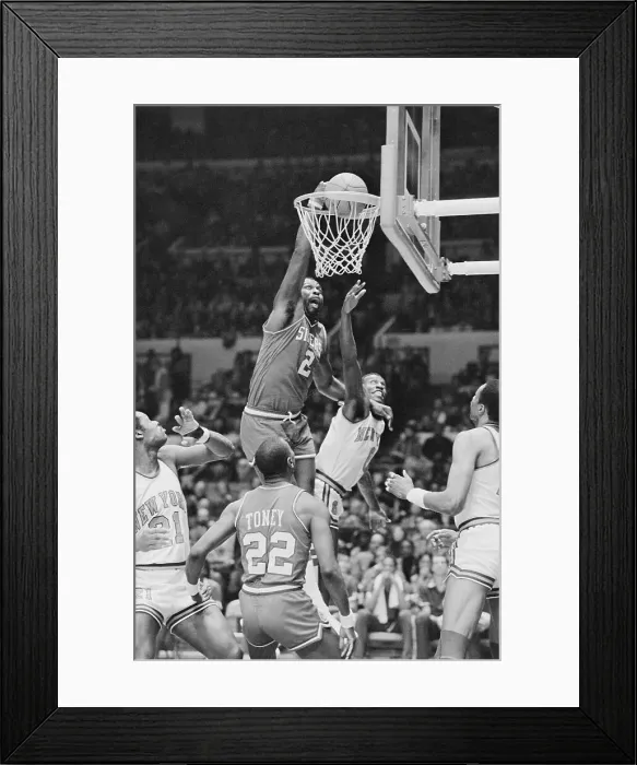 Framed Print : Moses Malone and Trent Tucker During Game Framed Print : Moses Malone and Trent Tucker During Game