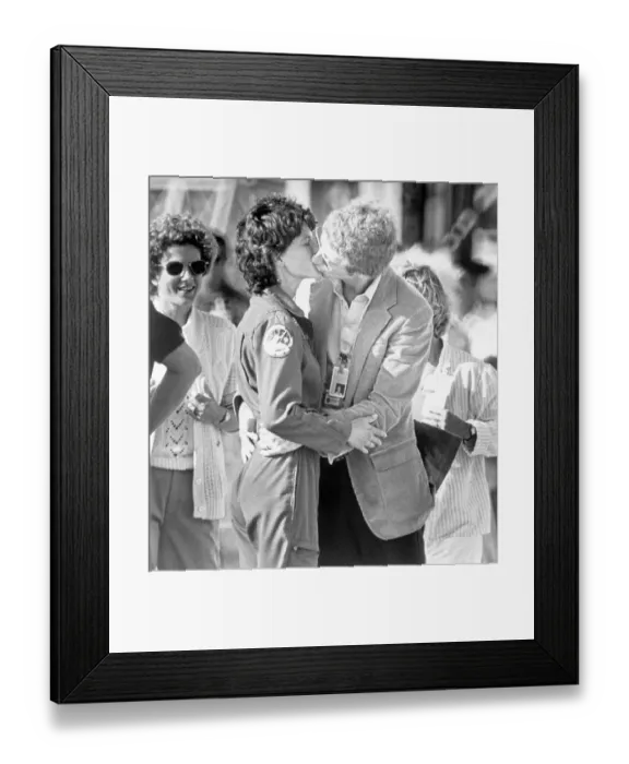 Framed Print : Sally Ride Kissing Husband Steve Hawley Framed Print : Sally Ride Kissing Husband Steve Hawley