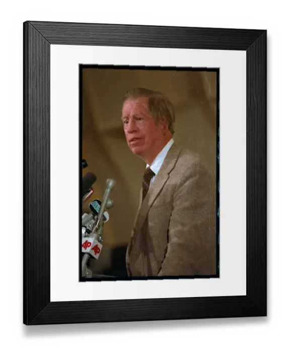 Framed Print : Chemist Dr. R. Bruce Merrifield Speaking into Mic Framed Print : Chemist Dr. R. Bruce Merrifield Speaking into Mic