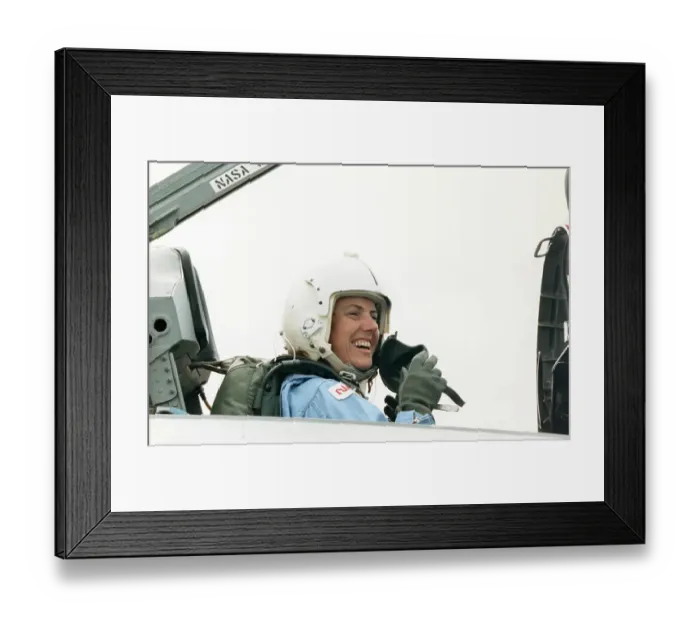 Framed Print : Christa McAuliffe Smiling from Flight Simulator Framed Print : Christa McAuliffe Smiling from Flight Simulator