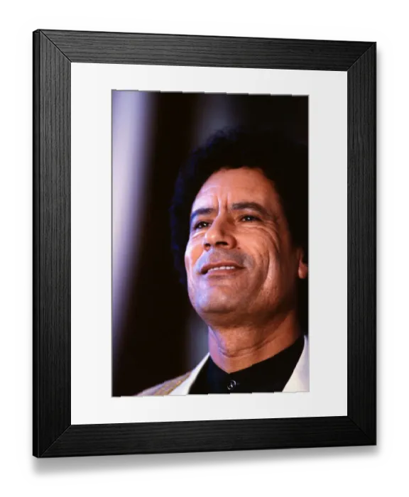 Framed Print : Portrait of Muammar Qaddafi Smiling Framed Print : Portrait of Muammar Qaddafi Smiling