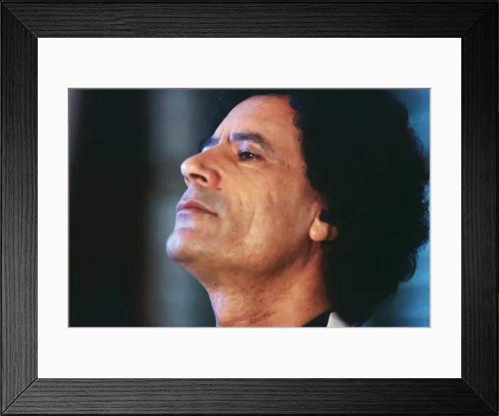 Framed Print : Libyan Leader Muammar Qaddafi with His Head Held High Framed Print : Libyan Leader Muammar Qaddafi with His Head Held High