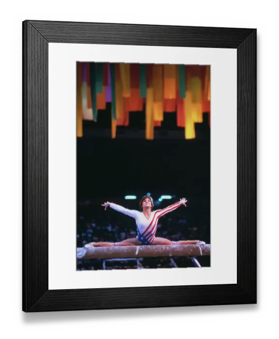 Framed Print : Mary Lou Retton Performing on Balance Beam Framed Print : Mary Lou Retton Performing on Balance Beam