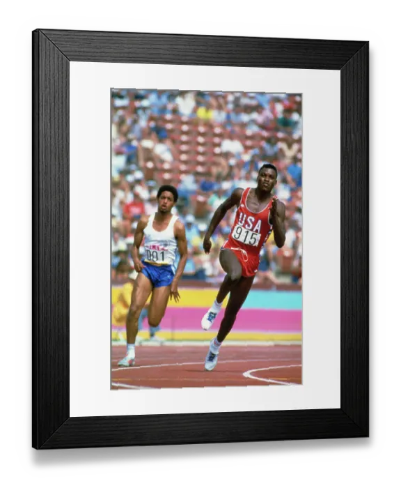 Framed Print : Carl Lewis Winning Heat Framed Print : Carl Lewis Winning Heat