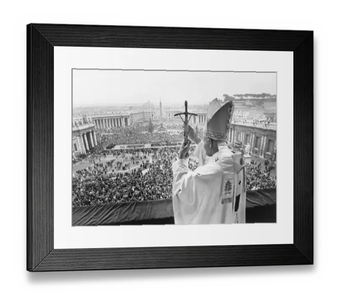 Framed Print : Pope John Paul II Blesses Crowd Framed Print : Pope John Paul II Blesses Crowd