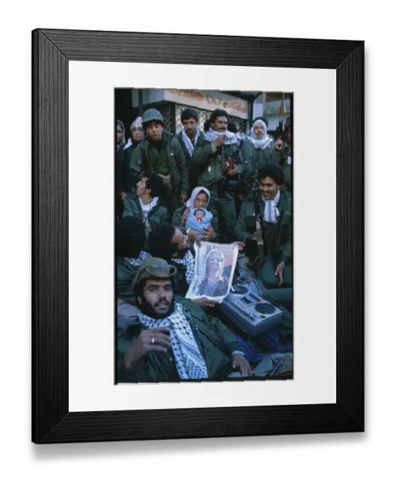 Framed Print : PLO Soldiers and Citizens Posing with Yassar Arafat Poster Framed Print : PLO Soldiers and Citizens Posing with Yassar Arafat Poster