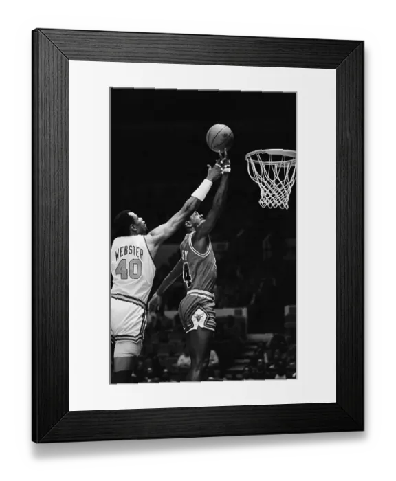 Framed Print : Two Basketball Players Jumping for Ball Framed Print : Two Basketball Players Jumping for Ball