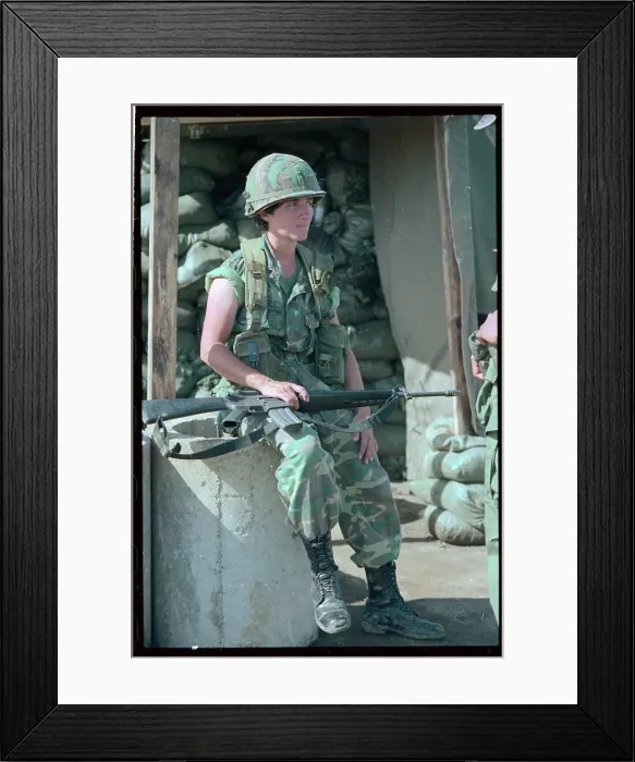 Framed Print : Female Soldier in Grenada Holding Gun Framed Print : Female Soldier in Grenada Holding Gun