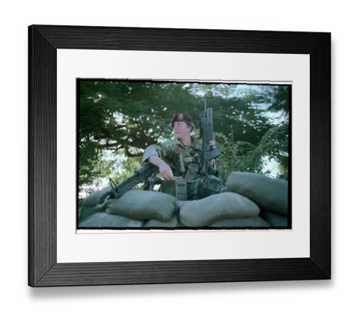 Framed Print : Female Soldier Holding Grenade Launcher Framed Print : Female Soldier Holding Grenade Launcher
