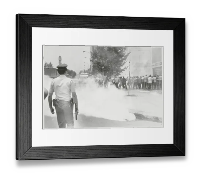 Framed Print : Smoldering Fire During Protests Against Chile Police Tactics Framed Print : Smoldering Fire During Protests Against Chile Police Tactics
