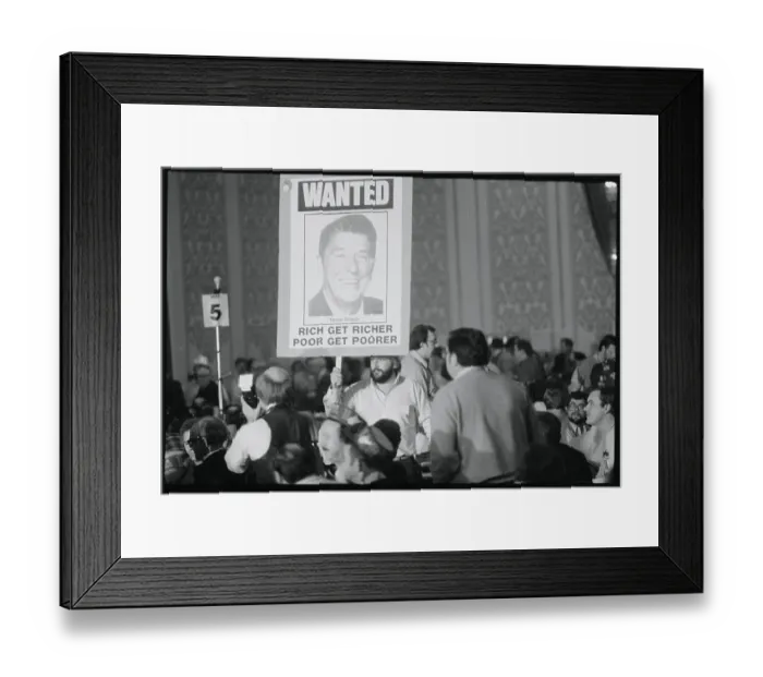 Framed Print : Delegate Protesting with Sign Framed Print : Delegate Protesting with Sign