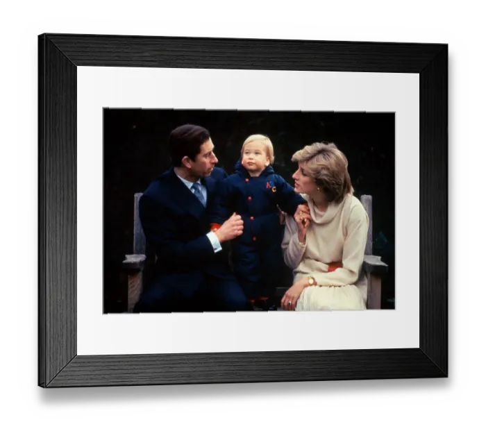 Framed Print : Portrait of Prince and Princess of Wales with Their Son Prince William Framed Print : Portrait of Prince and Princess of Wales with Their Son Prince William