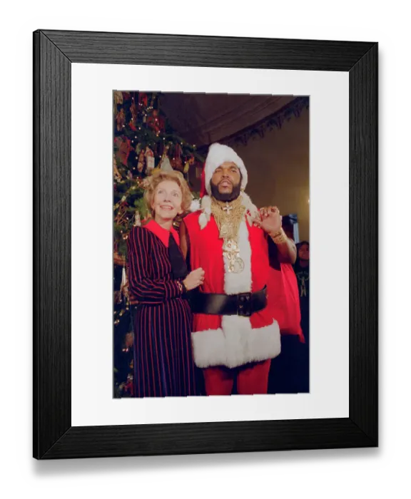 Framed Print : Nancy Reagan Posing with Mr. T Framed Print : Nancy Reagan Posing with Mr. T
