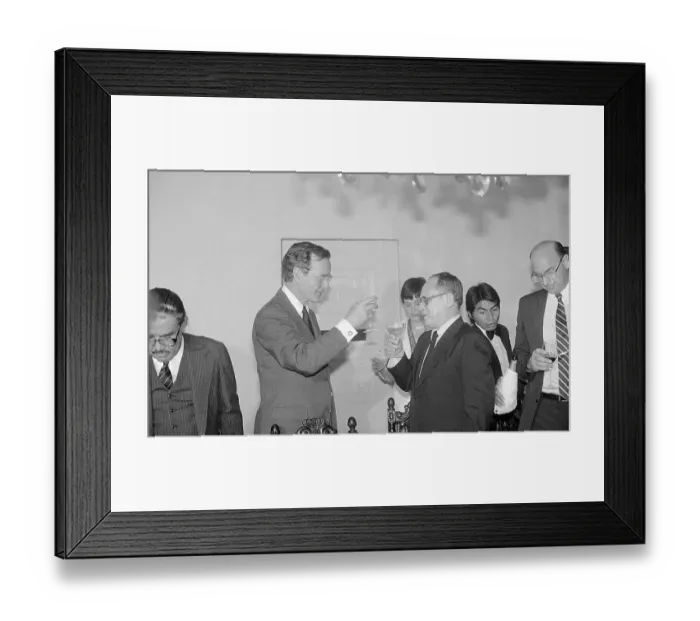 Framed Print : George Bush Sharing a Toast with Alvaro Magana Framed Print : George Bush Sharing a Toast with Alvaro Magana