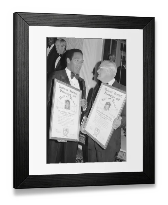Framed Print : O.J. Simpson and Woody Hayes Inducted into the Football Hall of Fame