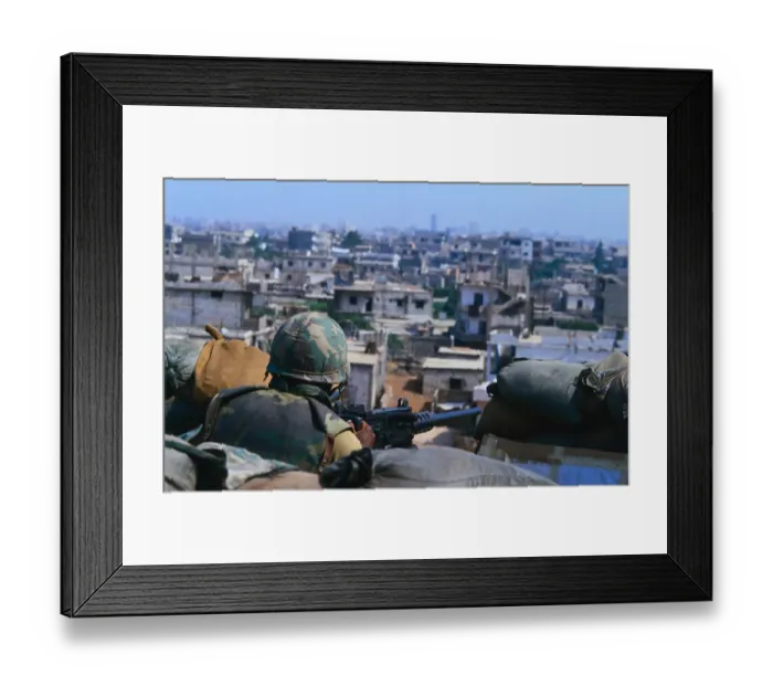 Framed Print : United States Soldier Monitoring Lebanon with Rifle Framed Print : United States Soldier Monitoring Lebanon with Rifle