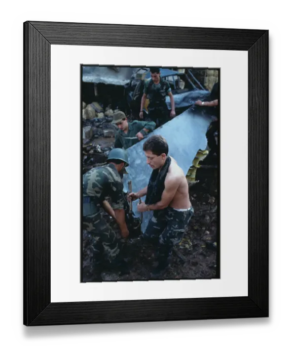 Framed Print : Lebanese Soldiers Removing Debris from Crashed Jet Fighter Framed Print : Lebanese Soldiers Removing Debris from Crashed Jet Fighter