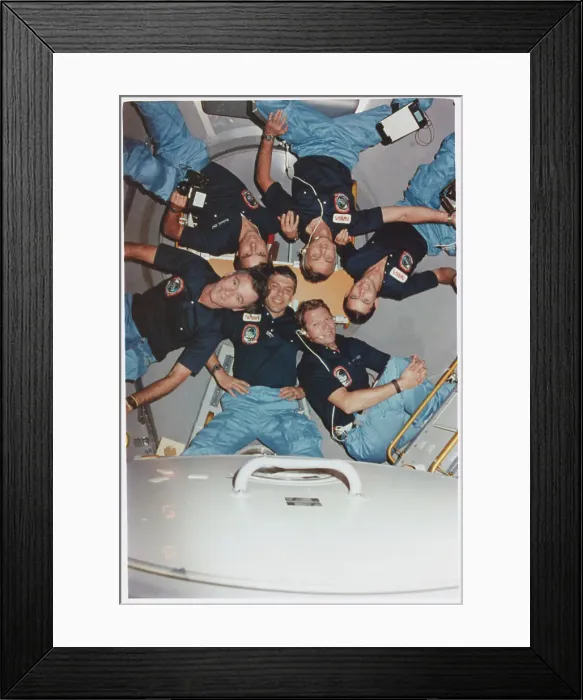 Framed Print : Space Shuttle Crew Posing While Practicing an Orbit Framed Print : Space Shuttle Crew Posing While Practicing an Orbit