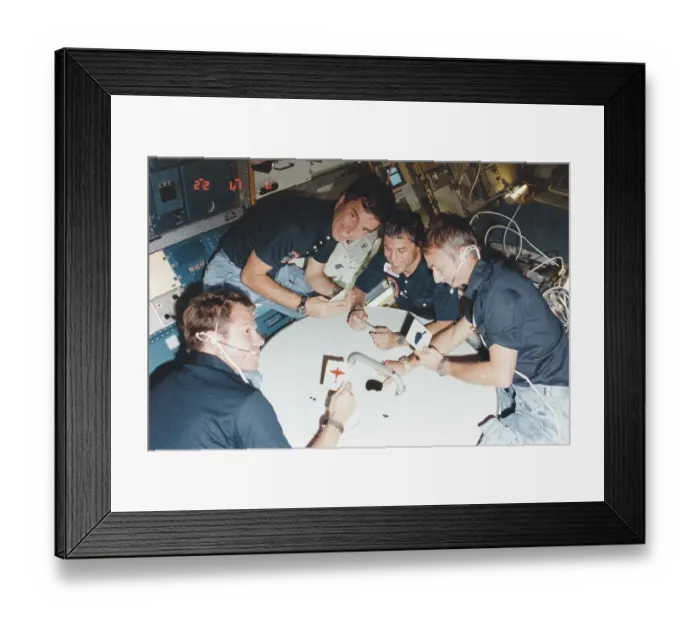 Framed Print : Astronauts Playing Card Game Aboard the Columbia Framed Print : Astronauts Playing Card Game Aboard the Columbia