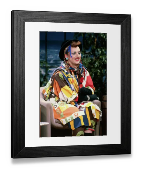 Framed Print : Boy George Sitting and Smiling Framed Print : Boy George Sitting and Smiling