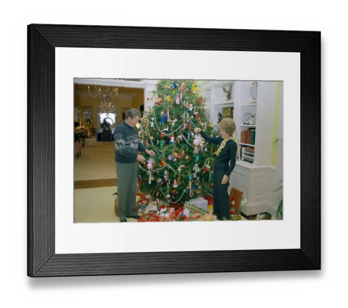 Framed Print : Ronald and Nancy Reagan Standing by Christmas Tree Framed Print : Ronald and Nancy Reagan Standing by Christmas Tree