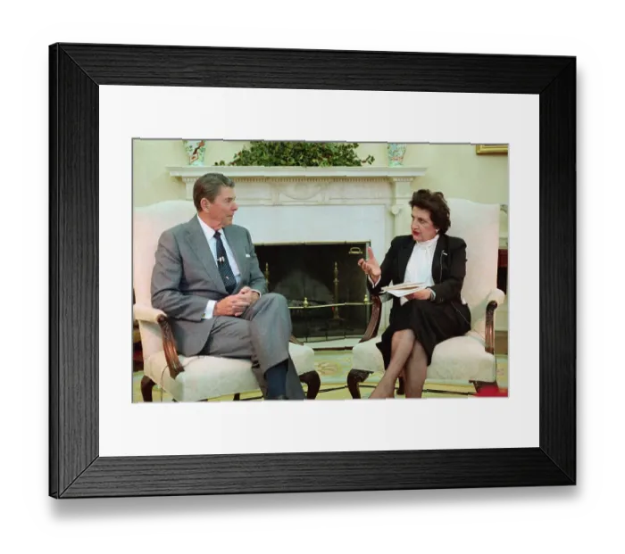 Framed Print : Helen Thomas and President Reagan Sitting on Couch Together Framed Print : Helen Thomas and President Reagan Sitting on Couch Together