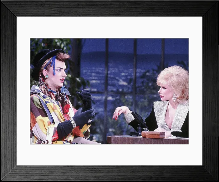 Framed Print : Joan Rivers Interviews Boy George Framed Print : Joan Rivers Interviews Boy George