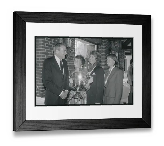 Framed Print : Patty Sheehan Receiving Golf Trophy Among Peers Framed Print : Patty Sheehan Receiving Golf Trophy Among Peers