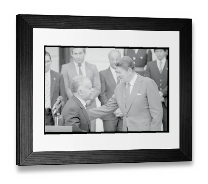 Framed Print : President Reagan Touching Yitzhak Snamir Framed Print : President Reagan Touching Yitzhak Snamir