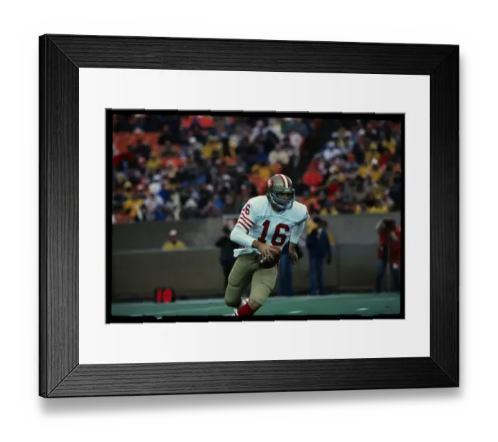 Framed Print : Joe Montana Runs With Football During Game Framed Print : Joe Montana Runs With Football During Game