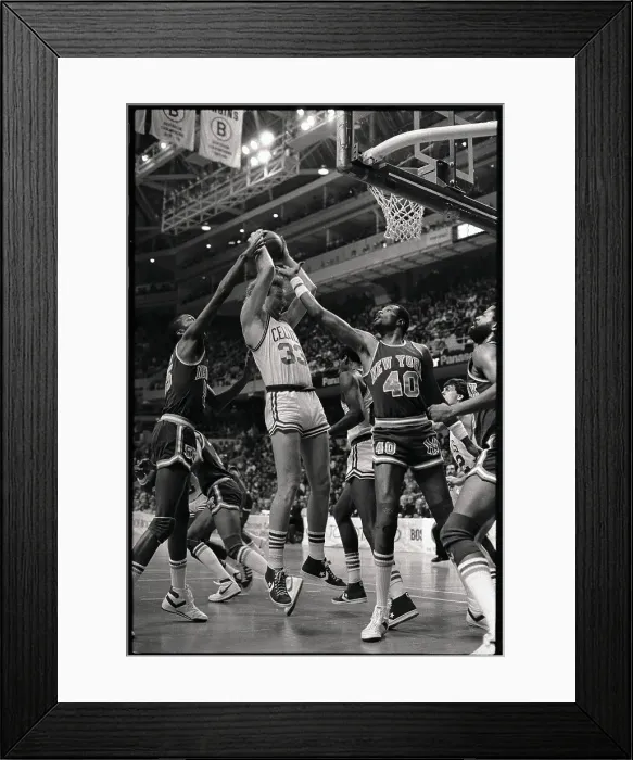 Framed Print : Knicks Surrounding Larry Bird Game Framed Print : Knicks Surrounding Larry Bird Game
