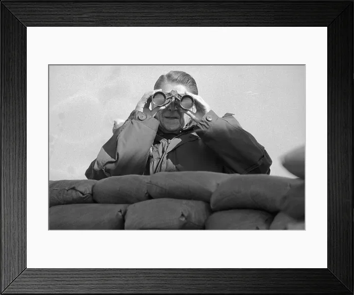 Framed Print : President Reagan with Binoculars Framed Print : President Reagan with Binoculars