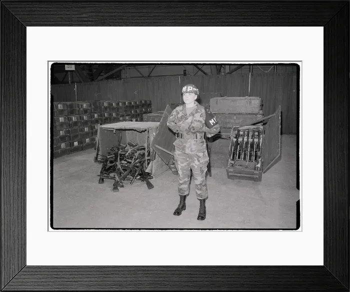 Framed Print : Soldier Guarding Weapons Framed Print : Soldier Guarding Weapons