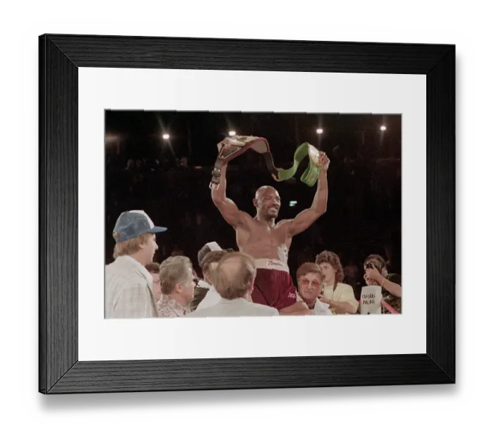 Framed Print : Marvin Hagler Holding a Championship Belt Framed Print : Marvin Hagler Holding a Championship Belt