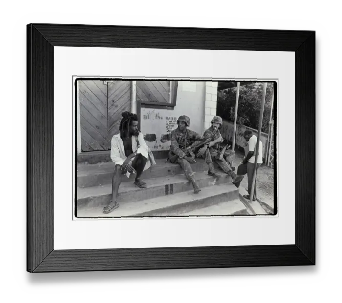 Framed Print : US Soldiers and Local Resident in Grenada Framed Print : US Soldiers and Local Resident in Grenada