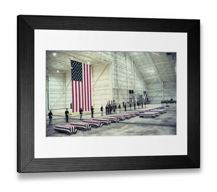 Framed Print : Flag-Covered Coffins Framed Print : Flag-Covered Coffins